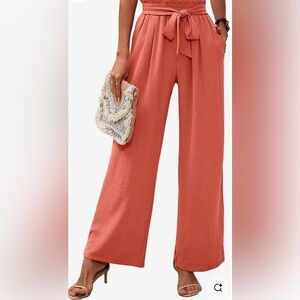 Chic Coral Pants with Tie-Waist